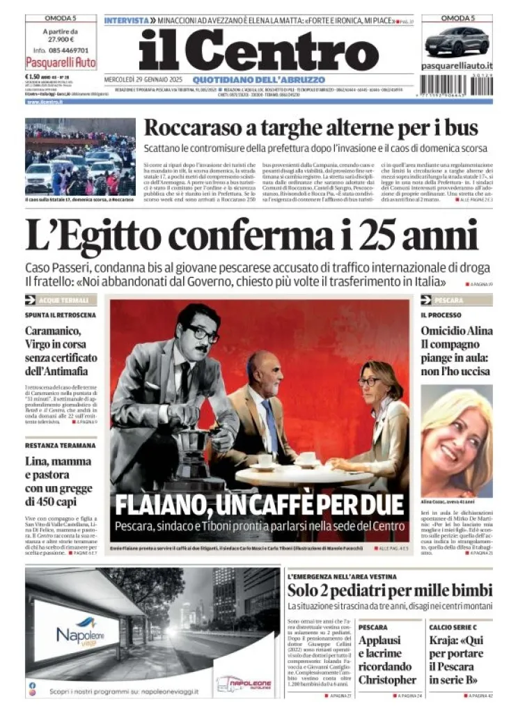 Prima-pagina-il centro-oggi-edizione-del-2025-01-29